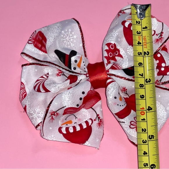 Snowmen Hair Bow - Snowman Hair Bow - Hair Clip - Girls Hair Bow - Christmas - Picture 2 of 5
